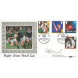 Scott Hastings signed Benham official 1991 Sport Rugby Union World Cup BLCS65 FDC. Good condition.
