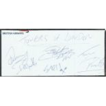 Towers of London 2004 punk rock band signed British Airways Logoed Baggage ticket. Signed by Donny