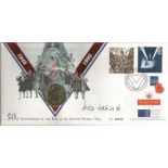 Tasker Watkins VC signed 1995 50th ann End of the War Royal Mint coin FDC with £1 Peace coin