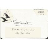 Sir Peter Scott DSC signature piece on white card. 14 September 1909 - 29 August 1989 was a