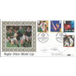 John Jeffrey signed Benham official 1991 Sport Rugby Union World Cup BLCS65 FDC. Good condition. All