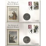 Sherlock Holmes coin FDC collection. 5 covers included. All come with coin inset. Good condition. We