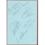 Status Quo rock band signed vintage autograph album page. Signed by Rick Parfitt, Francis Rossi,
