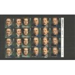 British Prime Ministers two attractive sheets of mint unused stamps with traffic light edge. Has