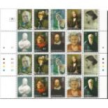 National Portrait Gallery attractive sheet of mint unused stamps with traffic light edge. Has