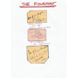 The Fourmost music band. Three signed pieces Brian O'Hara, Billy Hatton, Mike Millward. Good
