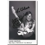 Hank Marvin signed 5x4 b/w photo. Dedicated. English multi-instrumentalist, vocalist and songwriter.