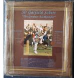 Sir Garfield Sobers signed 10 x 8 colour bowling photo mounted into a superb framed and mounted