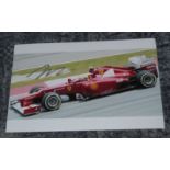 Felipe Massa signed photo. Colour 8x12 Ferrari action photo signed by Formula One driver Felipe
