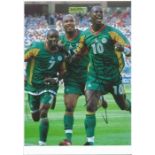 Cameroon Hadji Diouf, Henri Camera and Khalilou Fadiga signed 12 x 8 colour football photo. Good