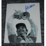 John Watson signed photo. Black and white 8x10 photo signed by motor racing driver John Watson. Good