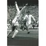 Mick Jones and Eddie Gray signed 10 x 8 b/w football photo. Good condition. All signed items come