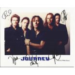 Journey signed 10x8 colour music band photo. Five autographs inc. Ross Valory, Steve Smith &