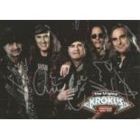 Krokus signed 8x5 colour photo. Five first name autographs inc. Marc Storace, Chris von Rohr. Good