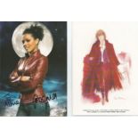 Dr Who signed photo collection. 4 signed by Elizabeth Sladen, Sylvester McCoy, Tom Baker and