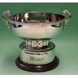 The 1992 Tennis Federation Cup silver trophy in original presentation box with two signed photos