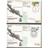 RAF Scampton Dambuster signed cover collection. Three versions of the Avro Lancaster SC36 cover