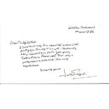 Sir John Gielgud signed note on reverse of compliment card about a mysterious photo of a young