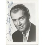 Jimmy Stewart signed 4 x 3 inch b/w photo dedicated to Aldo. Good Condition. All signed items come