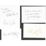 TV/Film signed white card collection. 27 signatures. Includes Gordon Kennedy, Geoffrey Davies, James