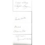 Downton Abbey signed white card collection. 4 signatures. Phyllis Logan, Penelope Wilton, Anna