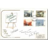 Terence Cuneo, John Piper and David Shepherd signed on rare 1975 Famous Painters FDC. Nottingham FDI