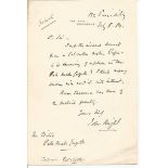 John Bright handwritten letter to an editor regarding Calcutta National Paper. 1811 - 1889,