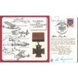 Quentin Smythe VC, Bill Reid VC and Rod Learoyd VC signed Victoria Cross DM Medal cover. Flown by