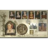 Tudors 1997 Benham Coin official FDC PNC C97/06. Full set GB stamps Peterborough Cathedral postmark,