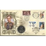 King George VI 1997 Benham Coin official FDC PNC C97/07. Four GB stamps inc 1937 Wedding Three