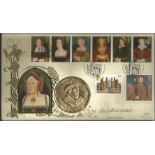 Anette Crosbie signed Tudors 1997 Benham Coin official FDC PNC C97/06. Full set GB stamps