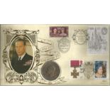 King George VI 1997 Benham Coin official FDC PNC C97/07. Four GB stamps inc 1937 Wedding Three