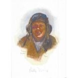 Plt Off Billy Drake WW2 RAF Battle of Britain Pilot signed colour print 12 x 8 inch signed in