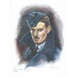 F/Lt James Coward WW2 RAF Battle of Britain Pilot signed colour print 12 x 8 inch signed in