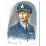 Sqn/Ldr Herbert Moreton Pinfold WW2 RAF Battle of Britain Pilot signed colour print 12 x 8 inch