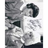 Barbara Windsor signed 10 x 8 black and white photo. Superb shot of the actress in one of the