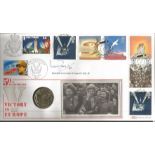 Ian Fraser VC VE Day signed 50th ann Benham Official Coin FDC PNC. Lt Cdre Ian Fraser VC signed 1995