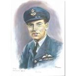 Wg/Ldr Peter Oliver WW2 RAF Battle of Britain Pilot signed colour print 12 x 8 inch signed in