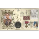 R V Moore GC signed King George VI 1997 Benham Coin official FDC PNC C97/07. Four GB stamps inc 1937