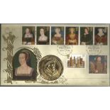 Tudors 1997 Benham Coin official FDC PNC C97/06. Full set GB stamps Hever Castle postmark and copy