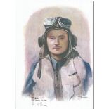 Sgt/Plt Bill Green WW2 RAF Battle of Britain Pilot signed colour print 12 x 8 inch signed in Pencil.