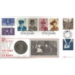 VE Day Benham coin FDC. 8 stamps. 8/5/95 London SW1 postmark