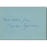 Double Victoria Cross winner Charles Upham VC signed 4 x 3 blue card full autograph inscribed best