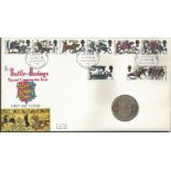 Battle of Hastings coin FDC. 14/10/66 Battle Sussex postmark