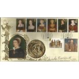 Angela Pleasance signed Tudors 1997 Benham Coin official FDC PNC C97/06. Full set GB stamps