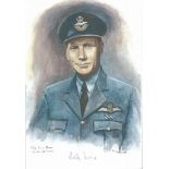 F/Lt Billy Drake WW2 RAF Battle of Britain Pilot signed colour print 12 x 8 inch signed in Pencil.