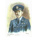 Flt/ Lt Tony Pickering WW2 RAF Battle of Britain Pilot signed colour print 12 x 8 inch signed in