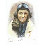 Sqn/Ldr Herbert Moreton Pinfold WW2 RAF Battle of Britain Pilot signed colour print 12 x 8 inch