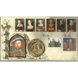 Tudors 1997 Benham Coin official FDC PNC C97/06. Full set GB stamps Tower of London postmark and