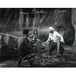 Tom Baker and Caroline Munro signed 10 x 8 black and white photo. Brilliant photo from The Voyage of